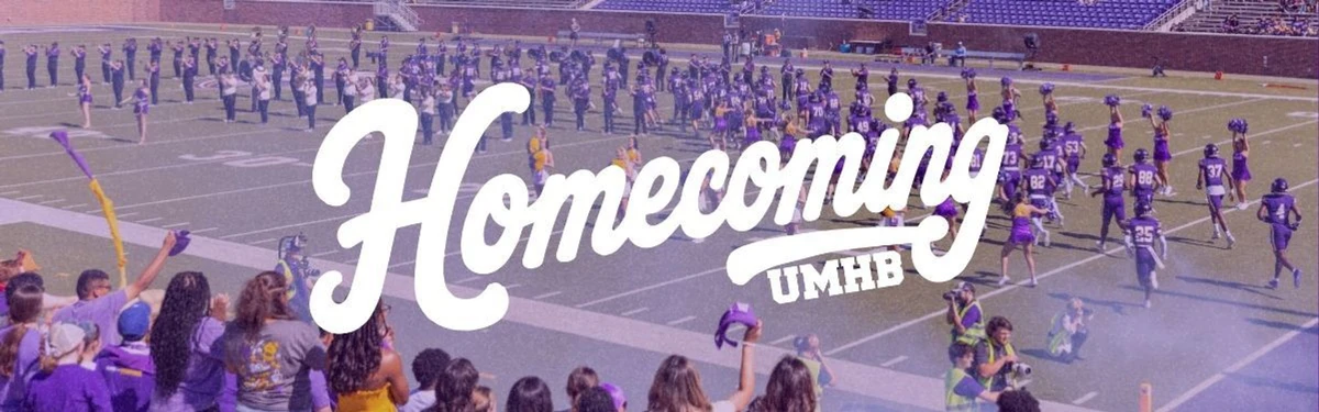 Group of people in purple and white football uniforms performing on a field.